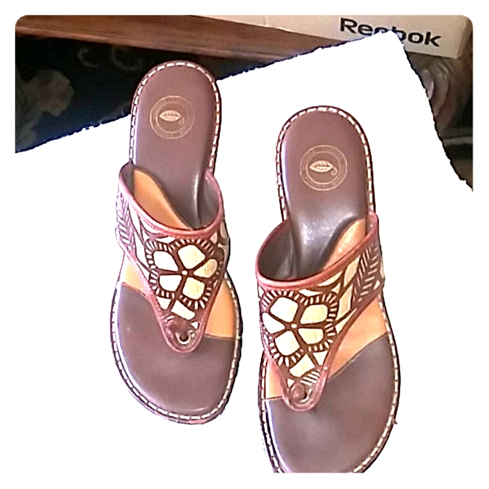 Wedge heel slip on sandal